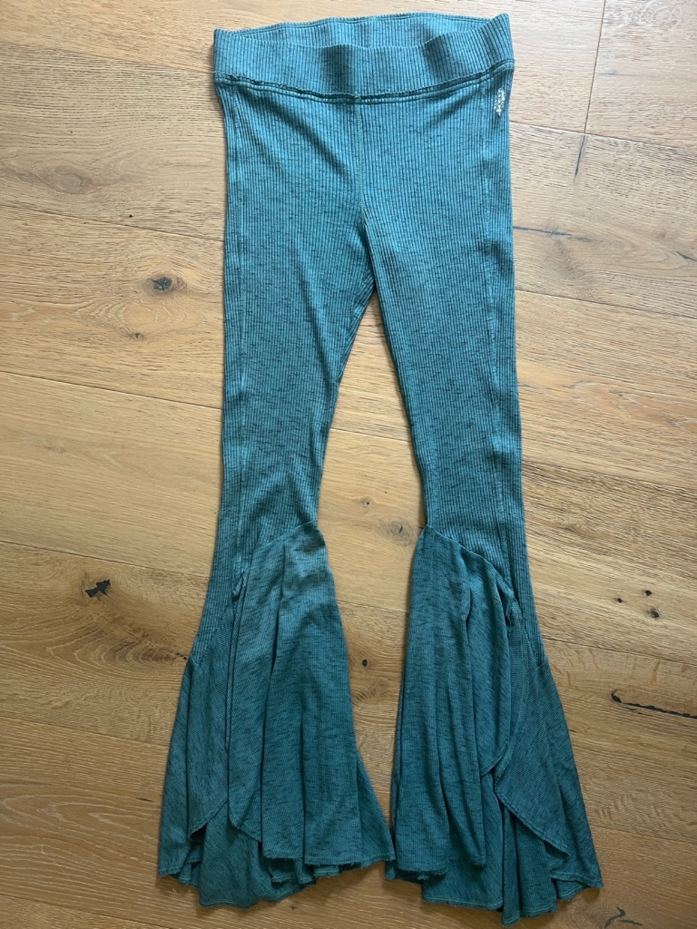 FP Movement Teal Ribbed Flare Pants